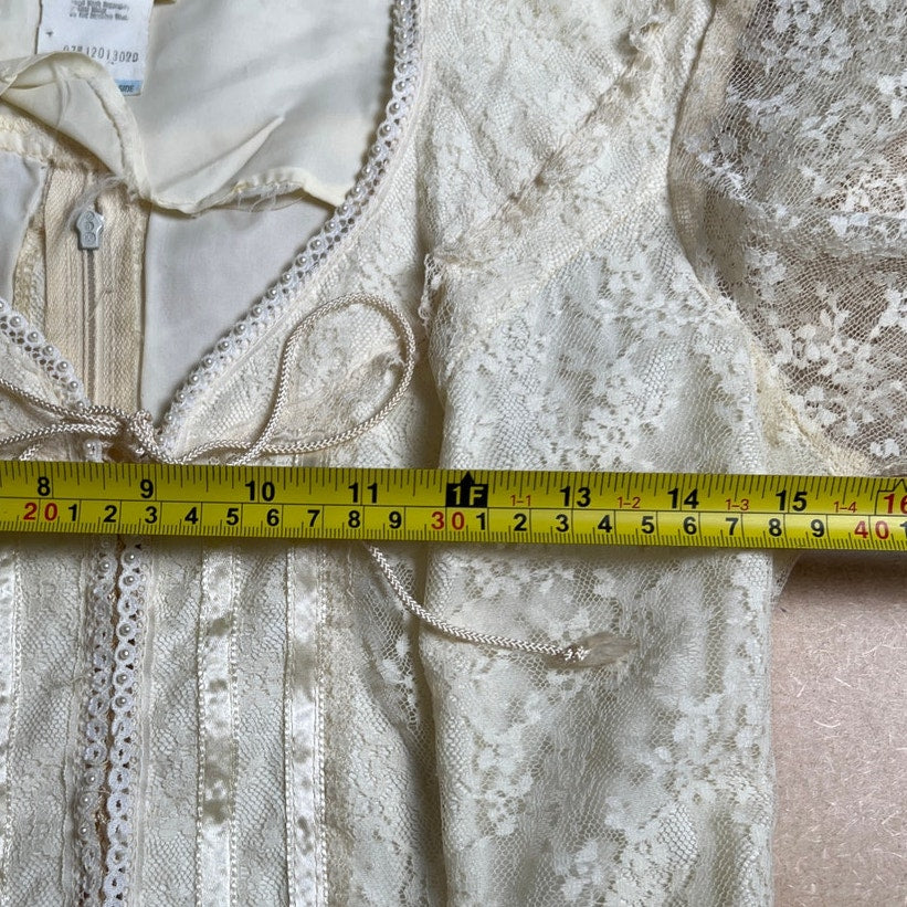 Vintage Gunne Sax White Lace Prairie Gown Dress Size 9