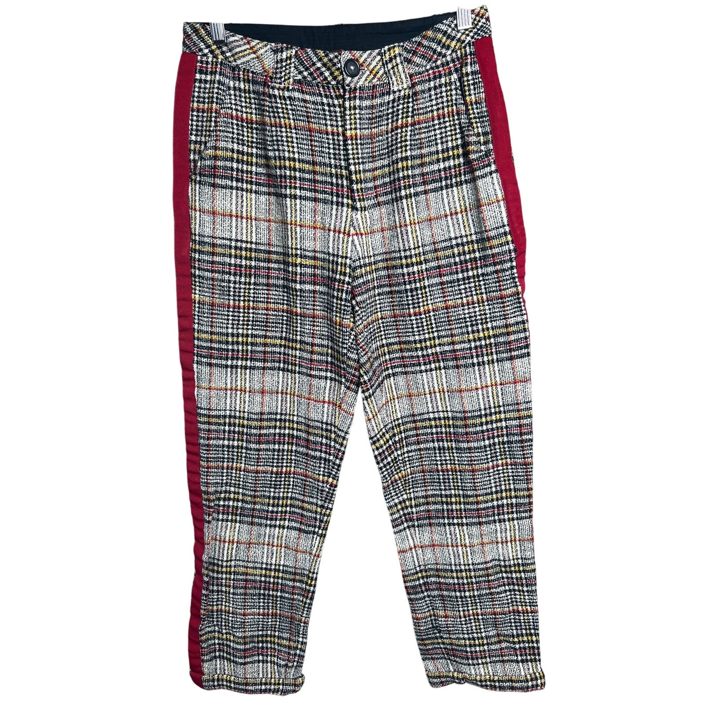 Free People Size 4 Good Vibes Plaid Straight-Leg Pants Ankle Pants