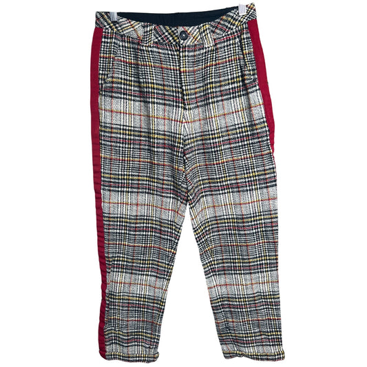 Free People Size 4 Good Vibes Plaid Straight-Leg Pants Ankle Pants