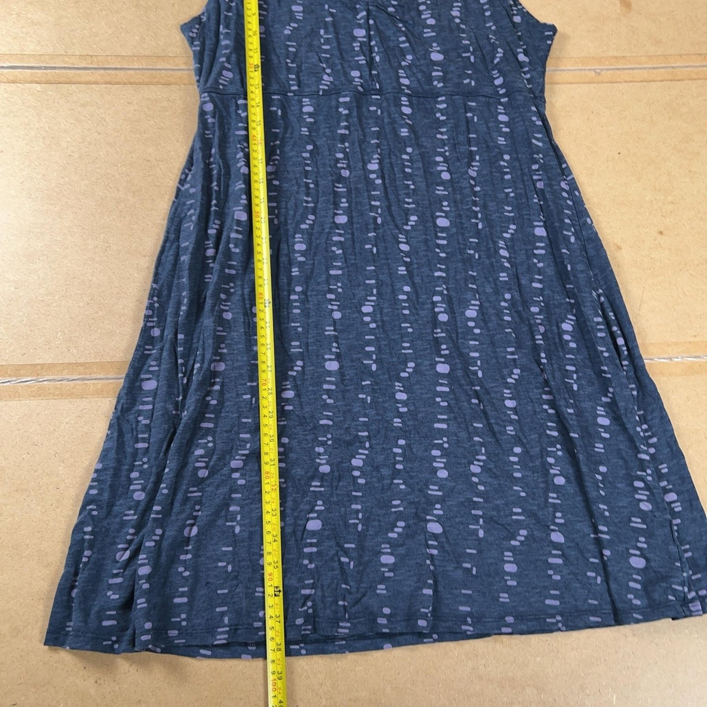 Toad&Co Dress Womens S Blue Polka Dot Midi Fit & Flare V-Neck Empire Waist