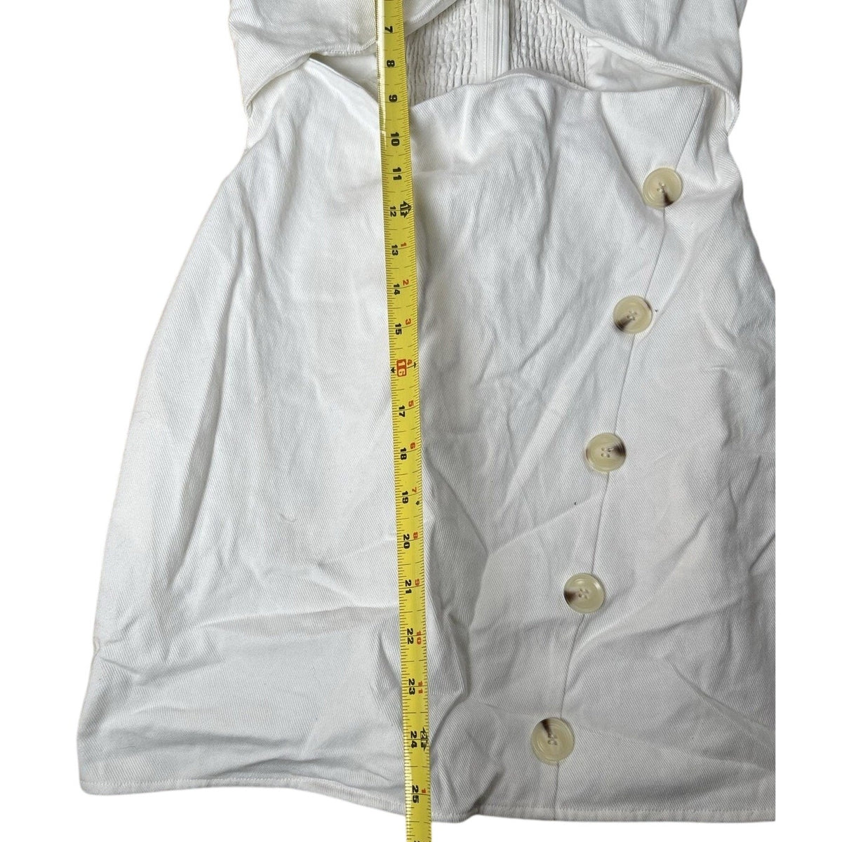 Maeve Dress Womens M White Strappy Mini Sundress Sweetheart Smocked Buttons Zip