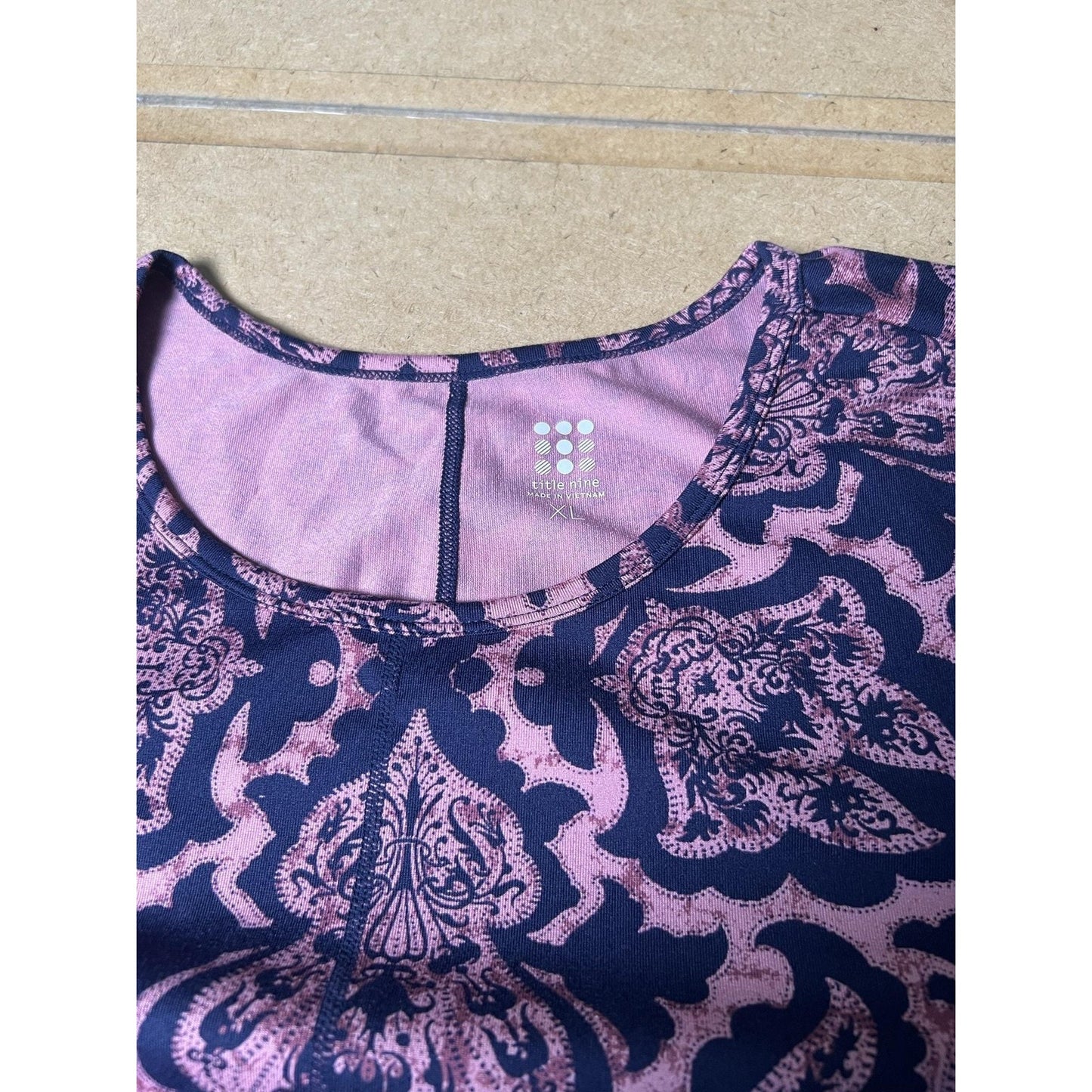 Title Nine Dress Womens XL Blue Paisley Fit & Flare Round Neck Knee Pockets