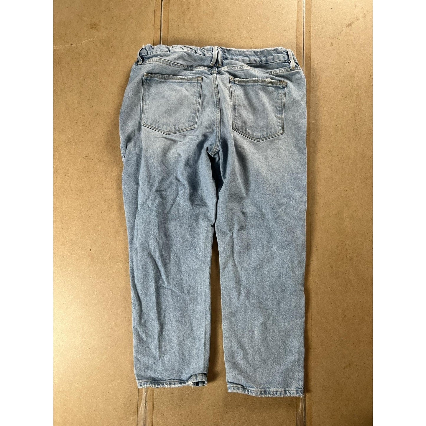Good American Pants Womens 12 Blue Paperbag Denim Elastic Waist Pockets