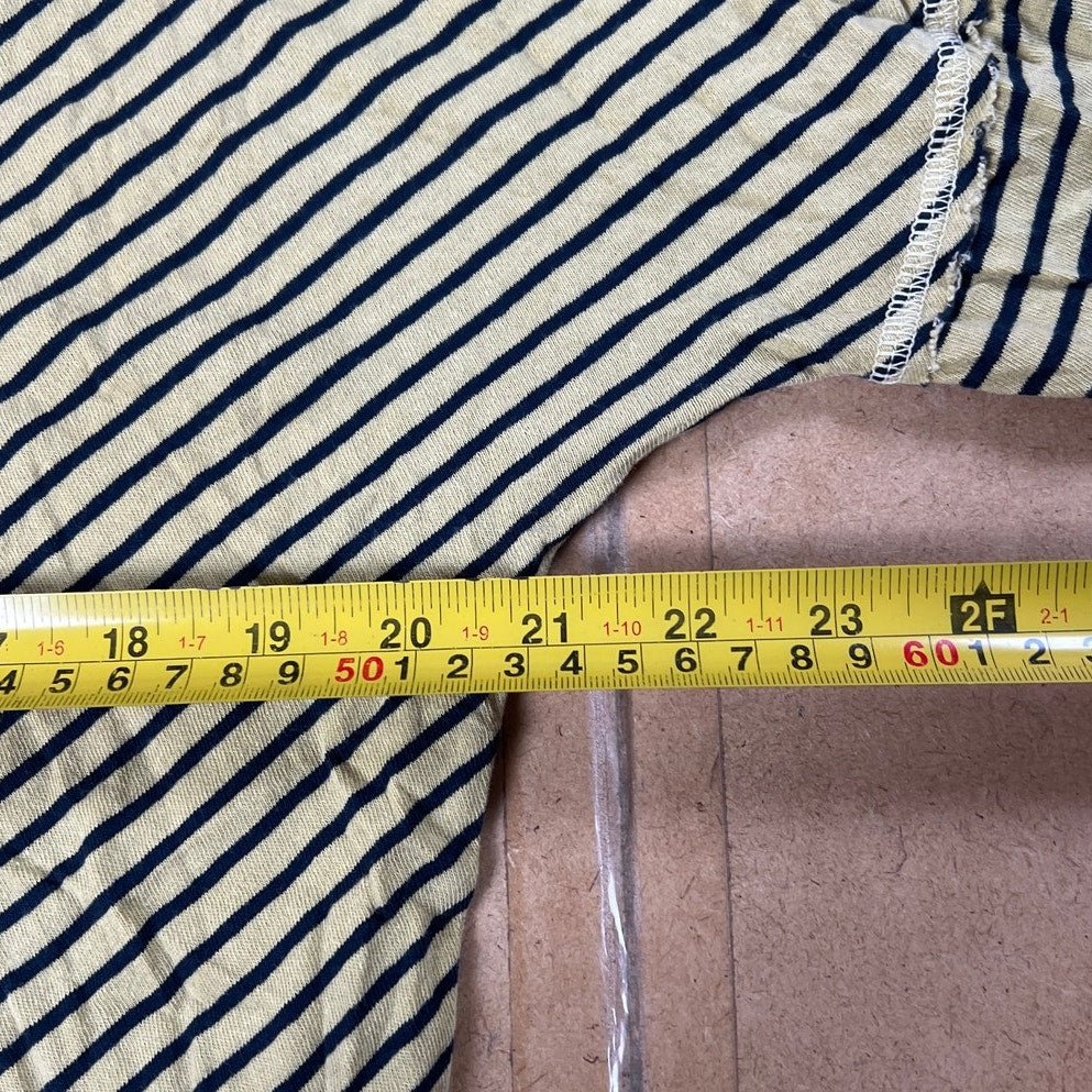 Sundance Striped Raw Edged Exposed Seam Henley Shirt Yellow and Black Size M