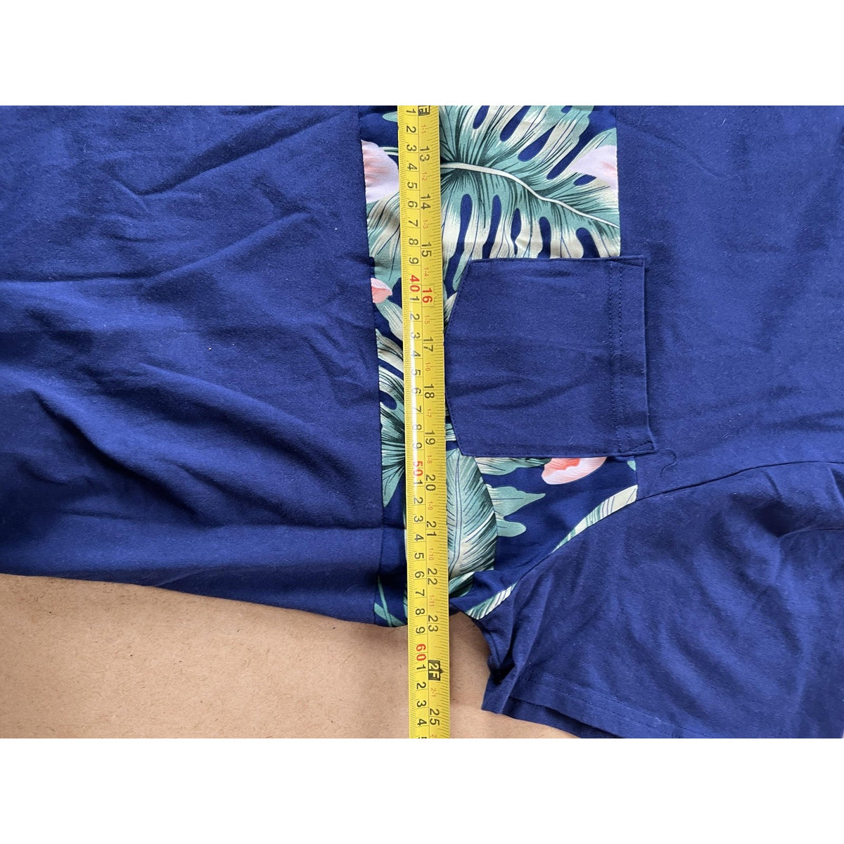 PatPat Shirt Womens 2XL Blue Colorblock Pocket Short Sleeve Casual Basic