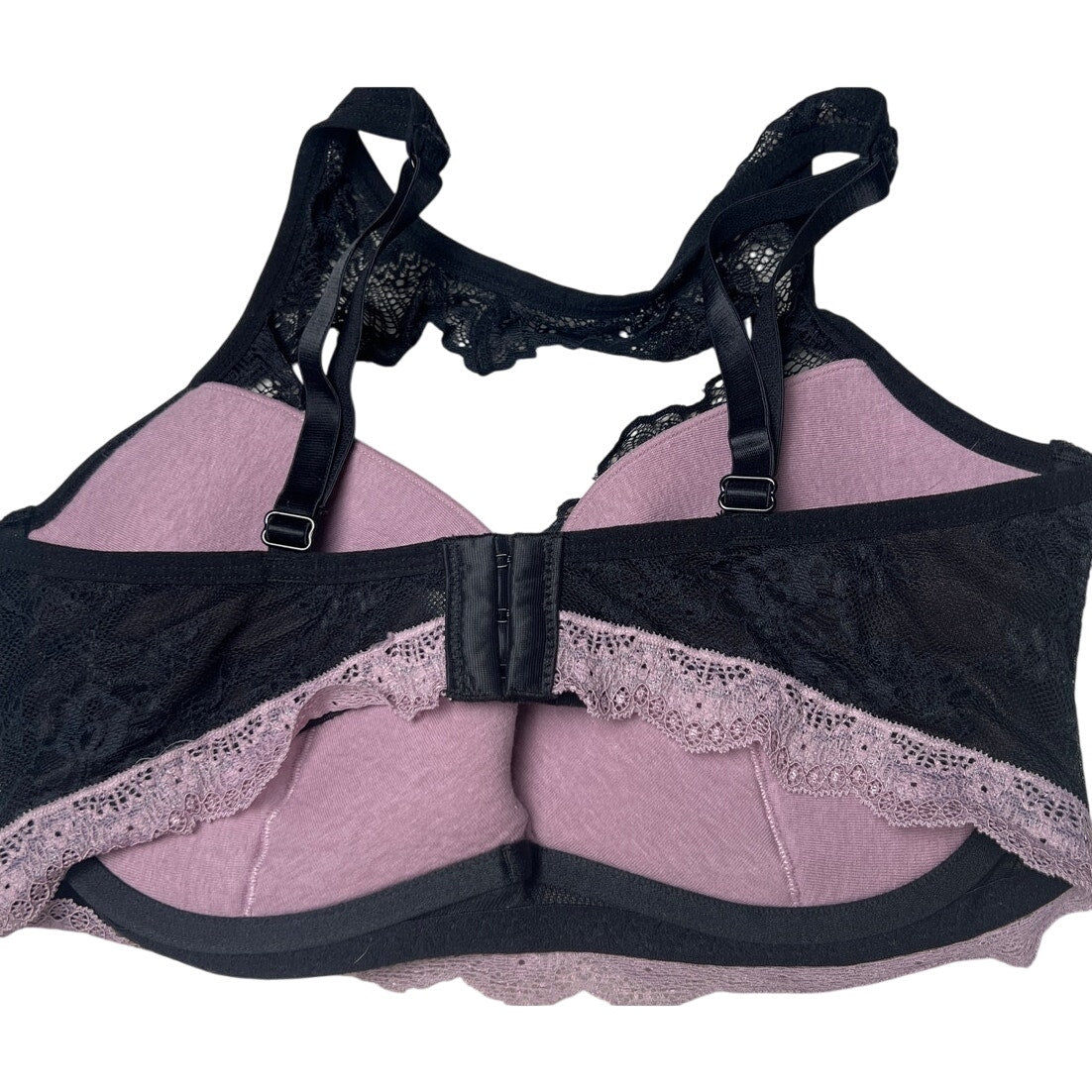 Adore Me Chelsey Lace Underwire Racerback Bra Black Pink 36DD