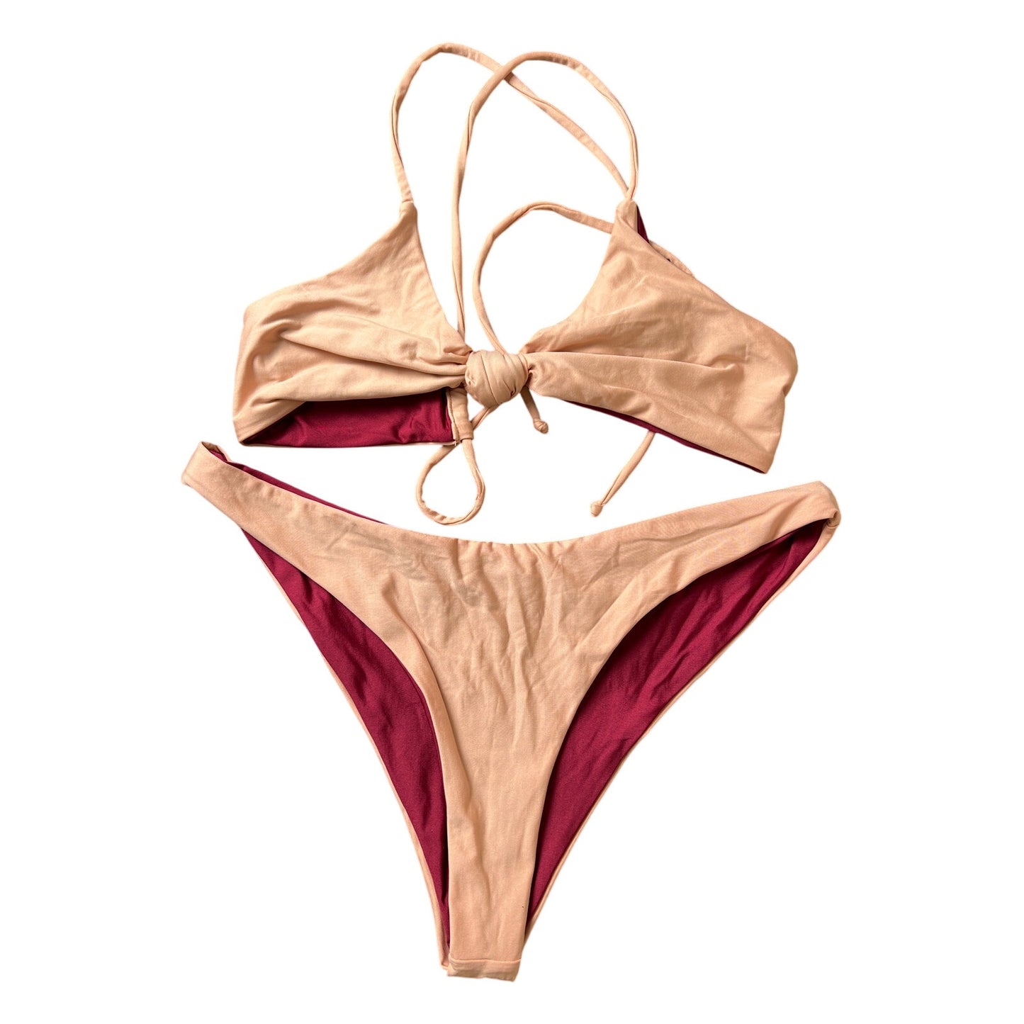 Venus Swimwear Two Piece Bikini Set Cream Peach Tan Medium M - NWT