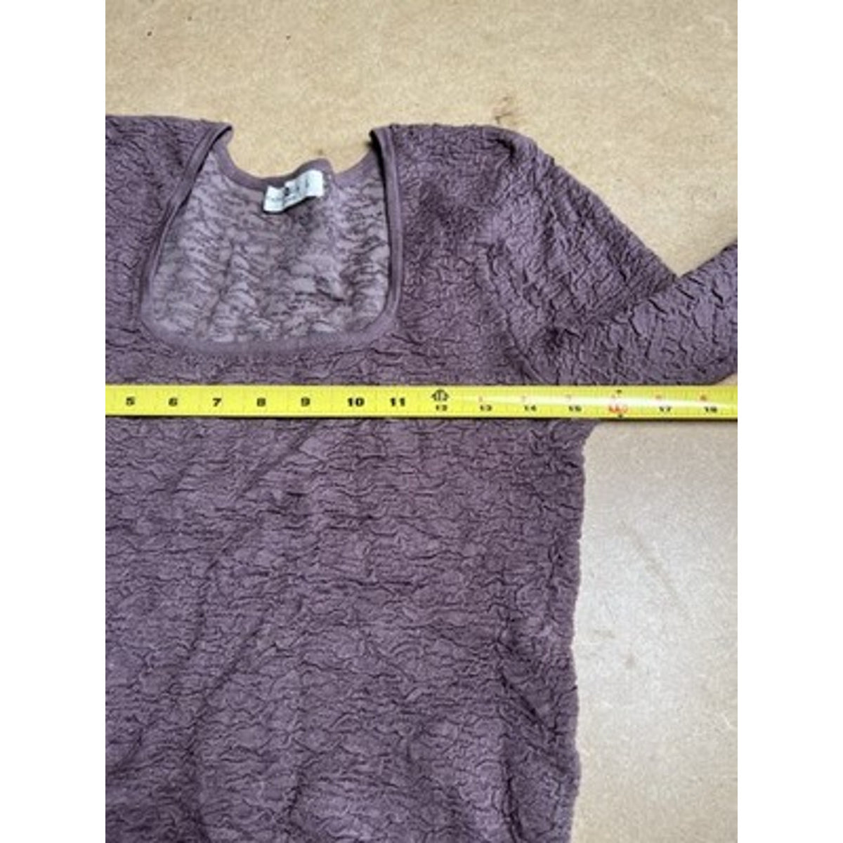 Natural Life Blouse Womens L Purple Square Neck Stretch Lightweight Long Sleeve