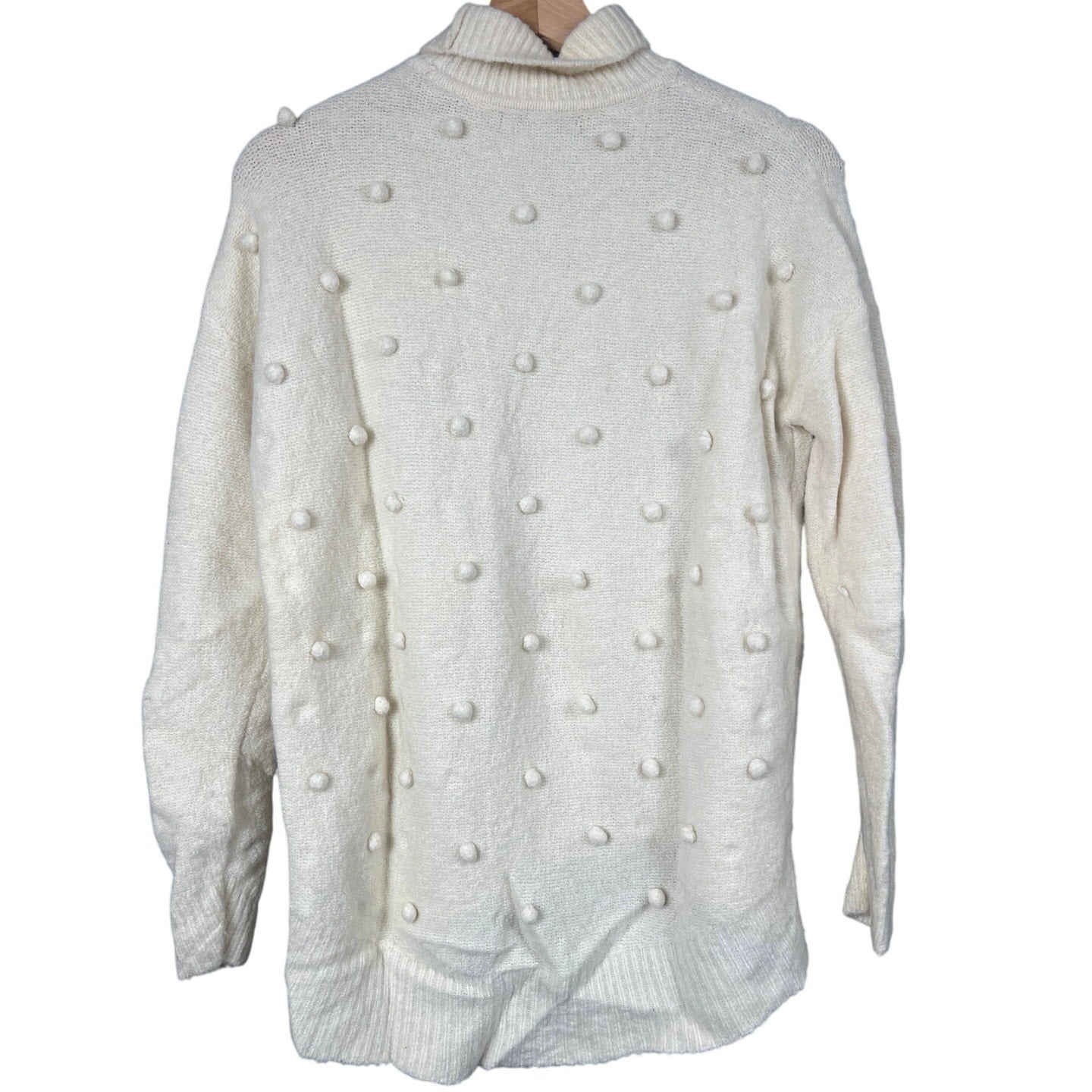 Madewell XS Snowglobe Bobble Turtleneck White Pullover Sweatshirt Nylon/Wool