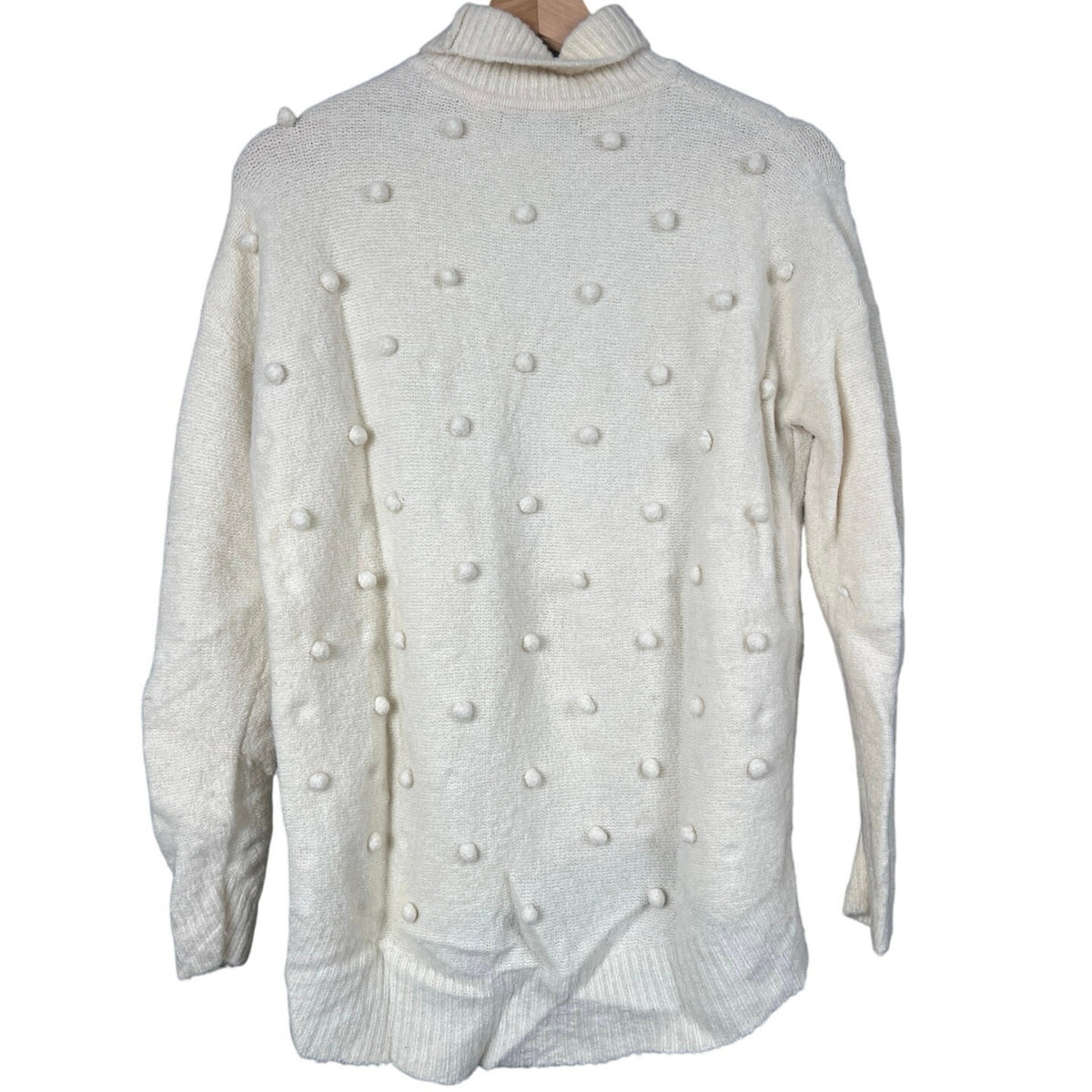 Madewell XS Snowglobe Bobble Turtleneck White Pullover Sweatshirt Nylon/Wool