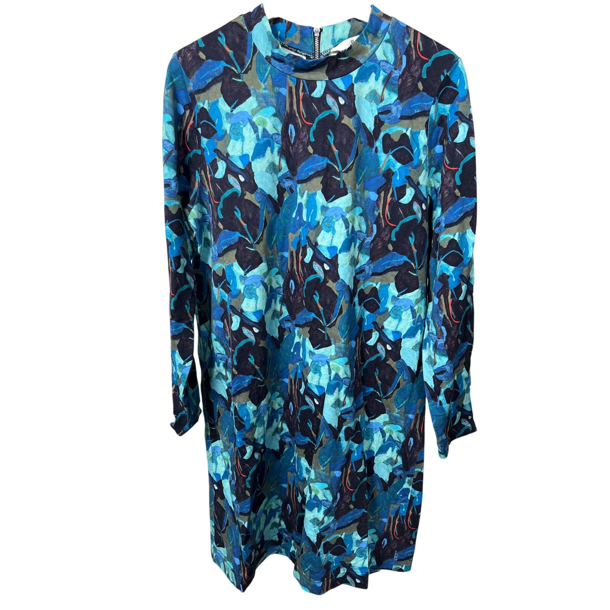 Rebekah Callaghan 100% Cotton Gormon Size 16 Blue Long Sleeve Dress
