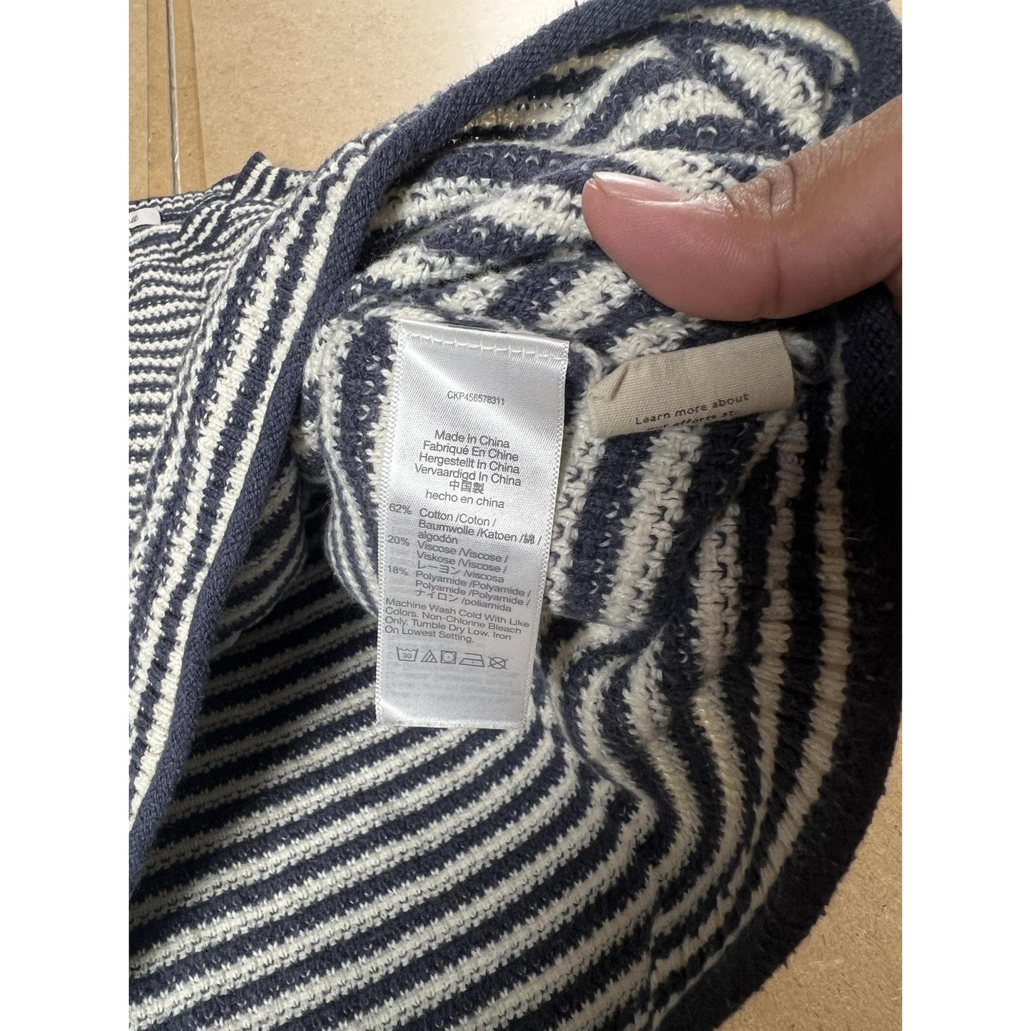 Madewell Sweater Womens XL Blue Striped Open-Knit Lightweight Pullover Casual