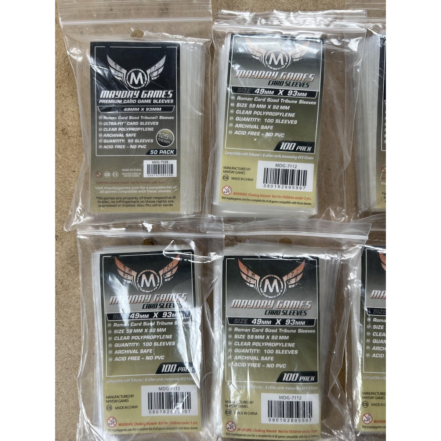 Mayday Games Card Sleeves Clear 100 Pack 49x93mm Premium Polypropylene