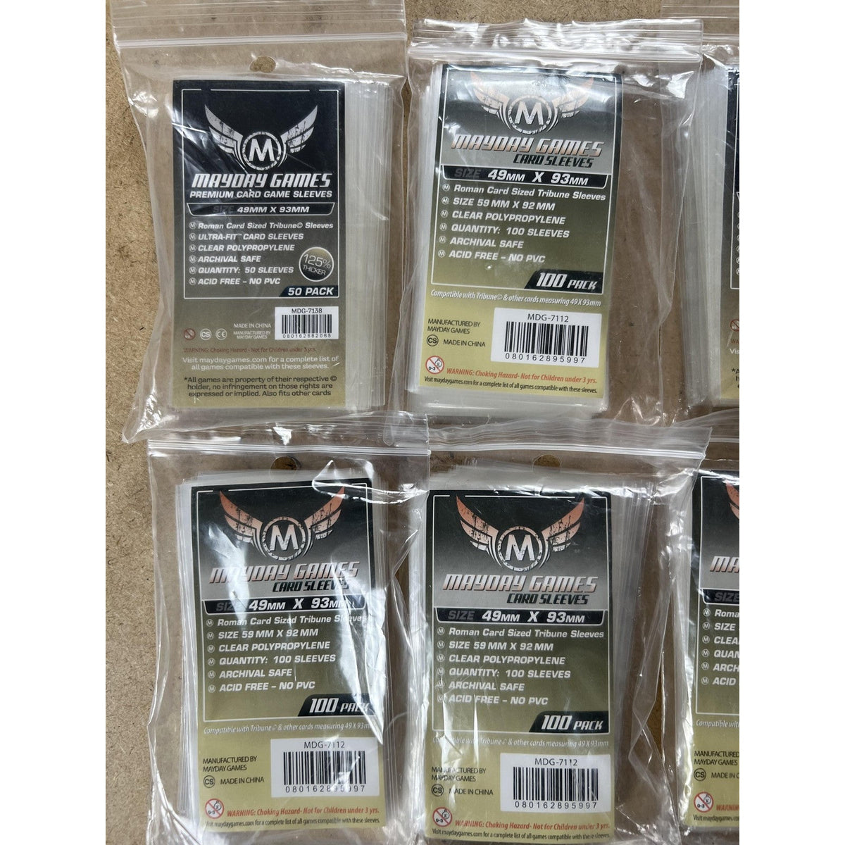 Mayday Games Card Sleeves Clear 100 Pack 49x93mm Premium Polypropylene