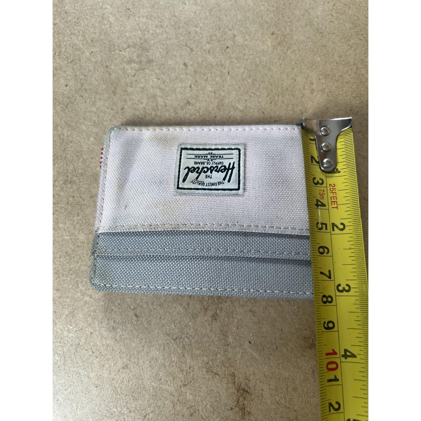 Herschel Wallet Mens One Size Pink Mini Canvas Credit Card Logo Striped Lining