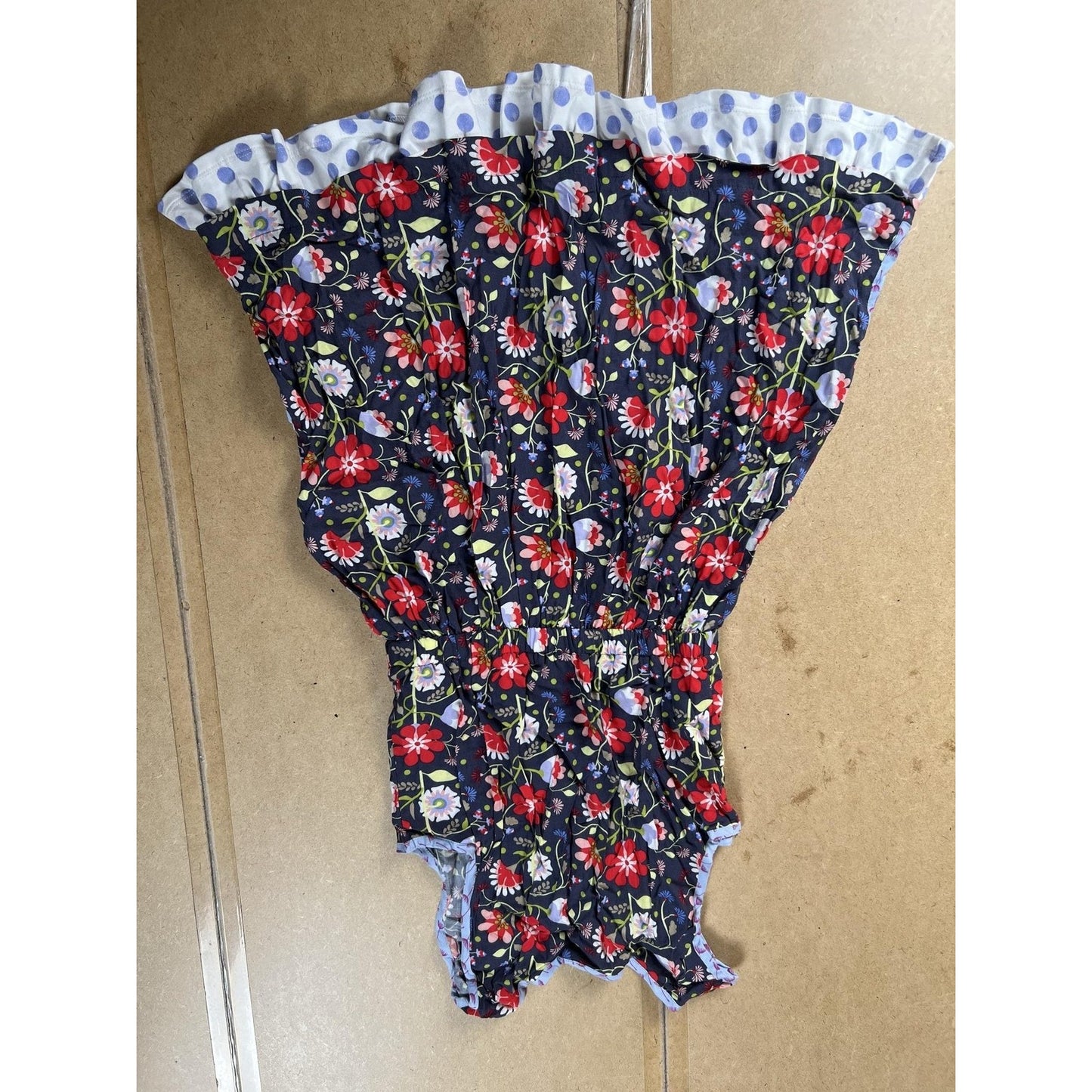 435 Tank Teens 14 Blue Floral Ruffle Button Pockets Elastic Waist