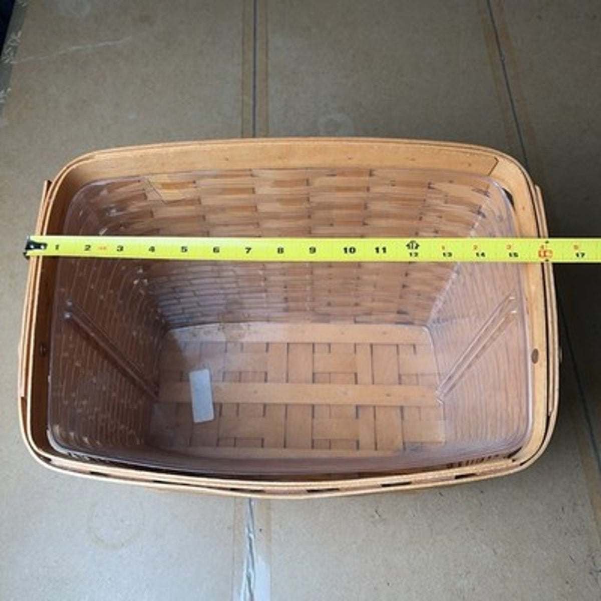 Longaberger Baskets Storage Basket Beige Medium Handle Rustic Made In USA