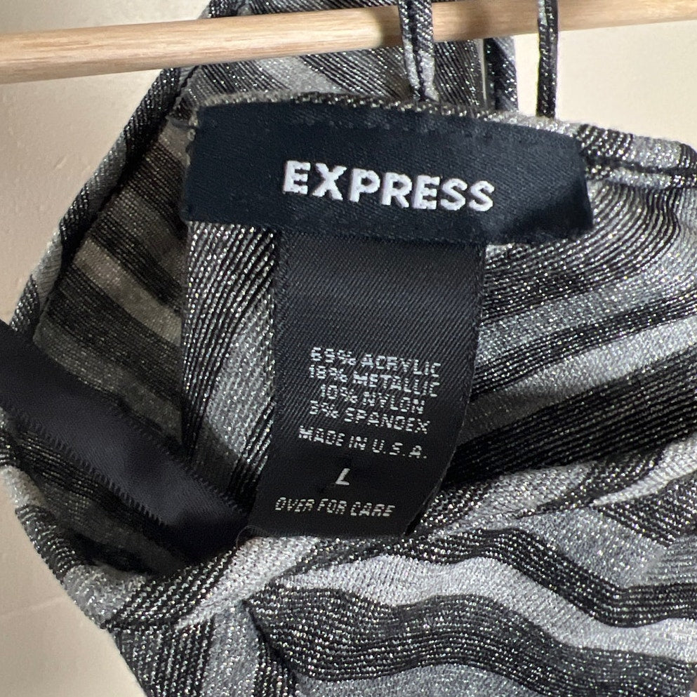 Express Large Striped Tank Halter Tops Acrylic
