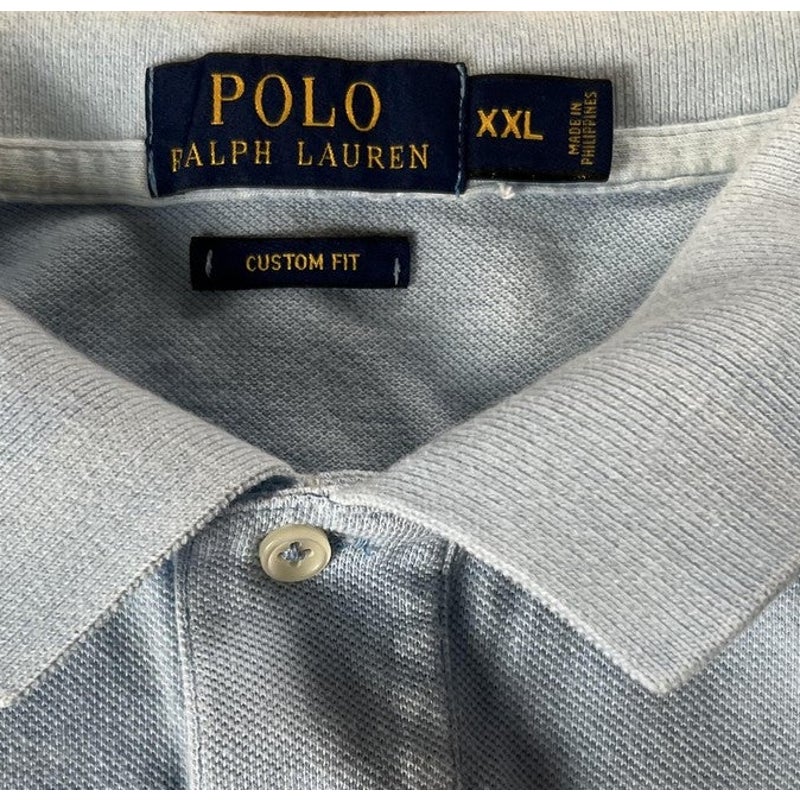 Polo Ralph Lauren Shirt Mens 2XL Light Blue Custom Fit Polo Logo Short Sleeve