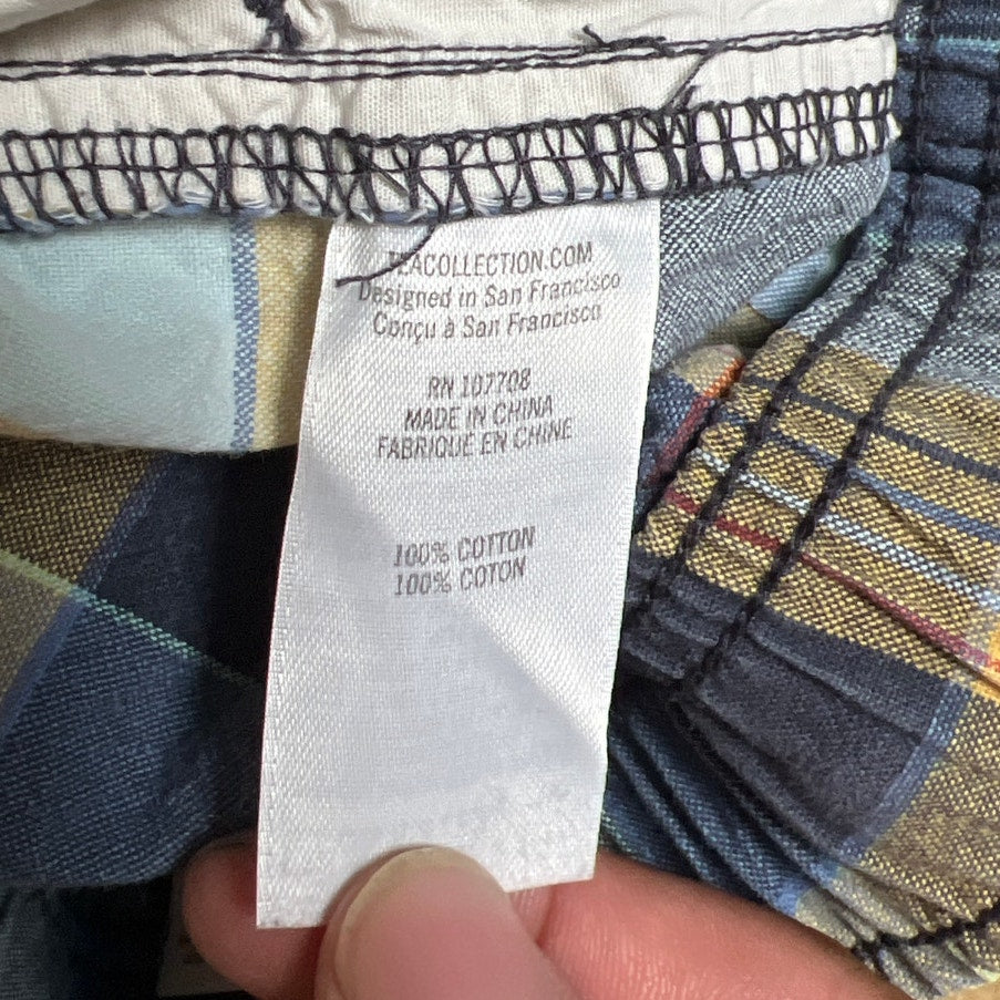 Tea Collection Plaid Boy Size 5 Blue/Yellow Shorts