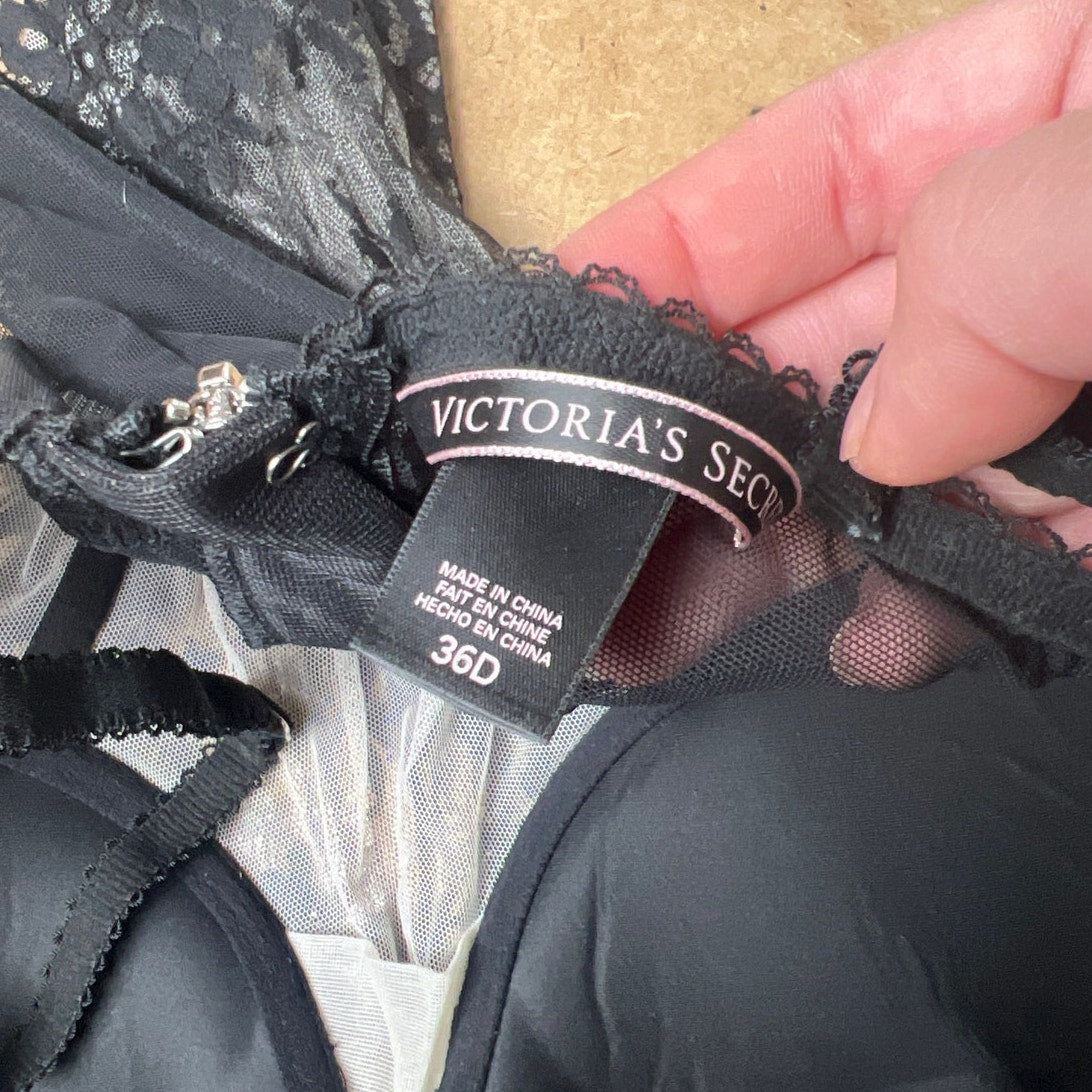 Victoria Secret Black Lace Corset Size 36D