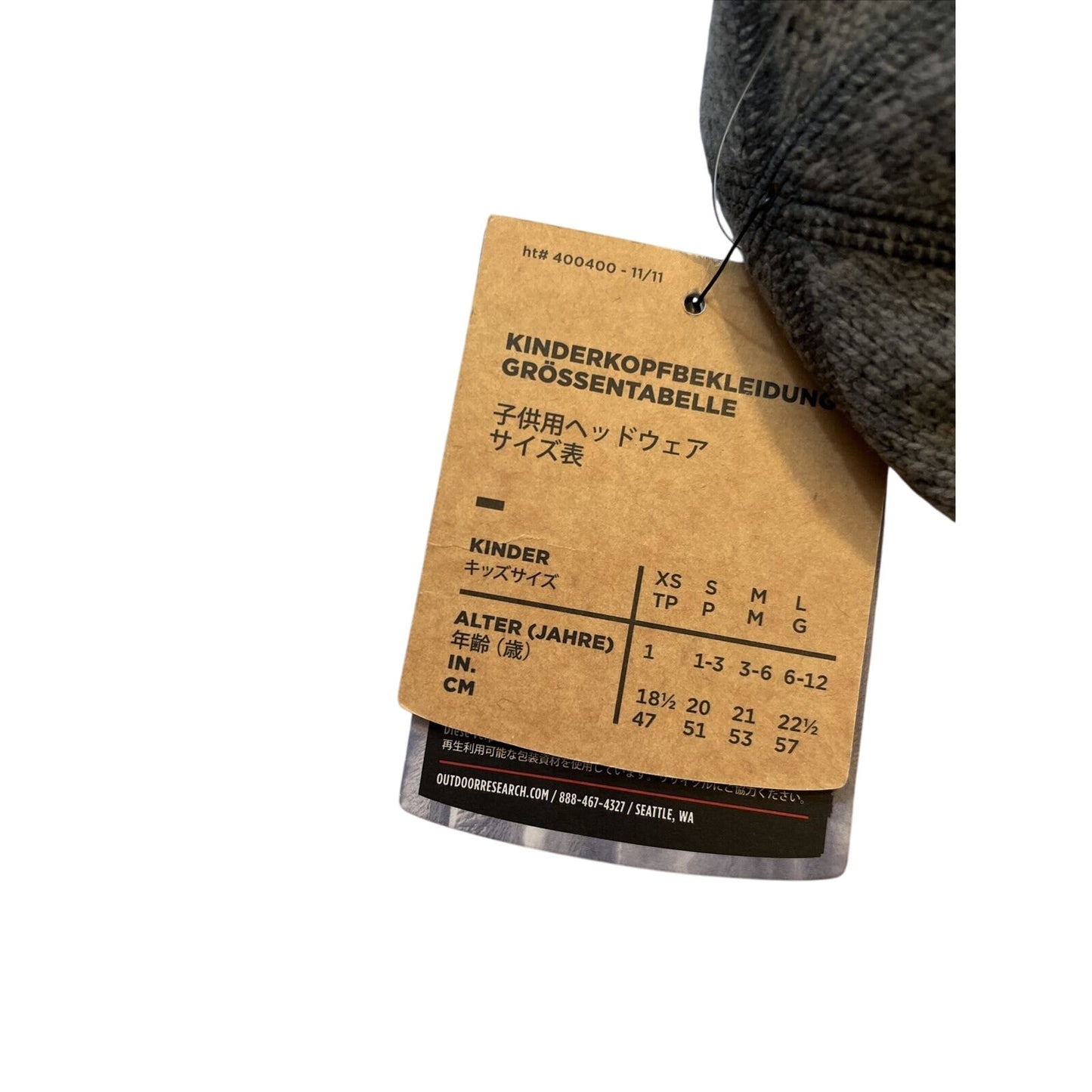 Outdoor Research kids' Longhouse Hat Cap XS / S Pewter - NWT