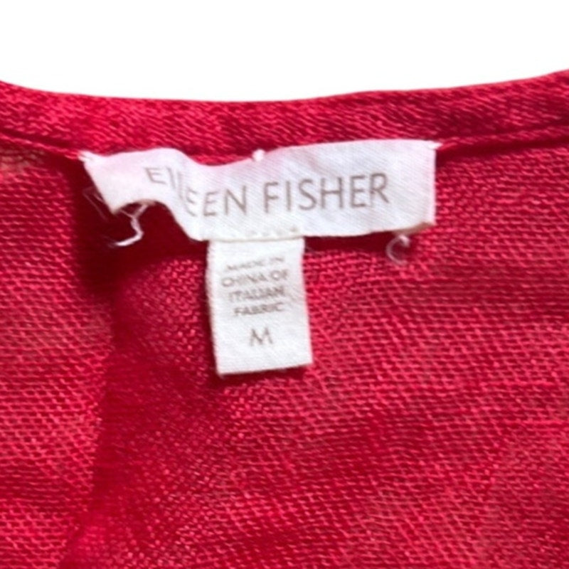 Eileen Fisher 100% Linen Lagen Look Gauzy Relaxed  Top Size M