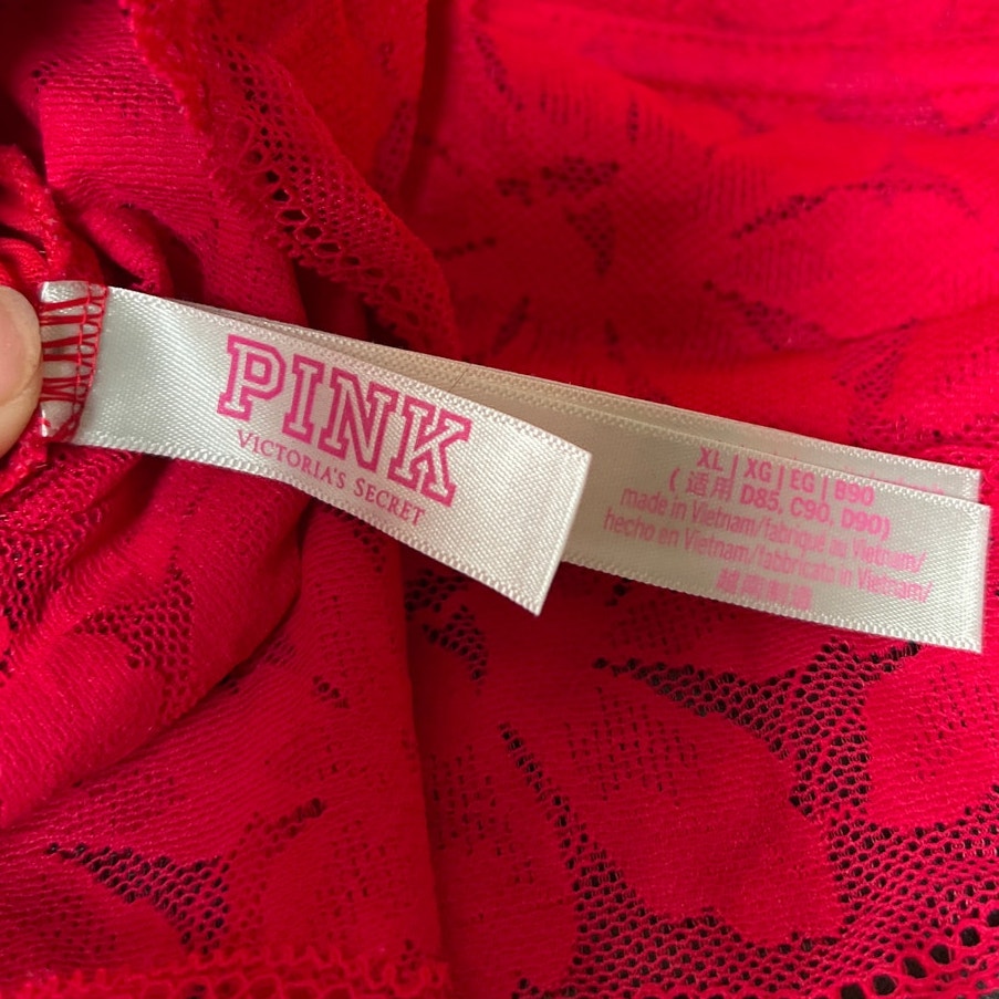 Victoria Secret Pink Red Bra Size XL Lined Pull On Bralette