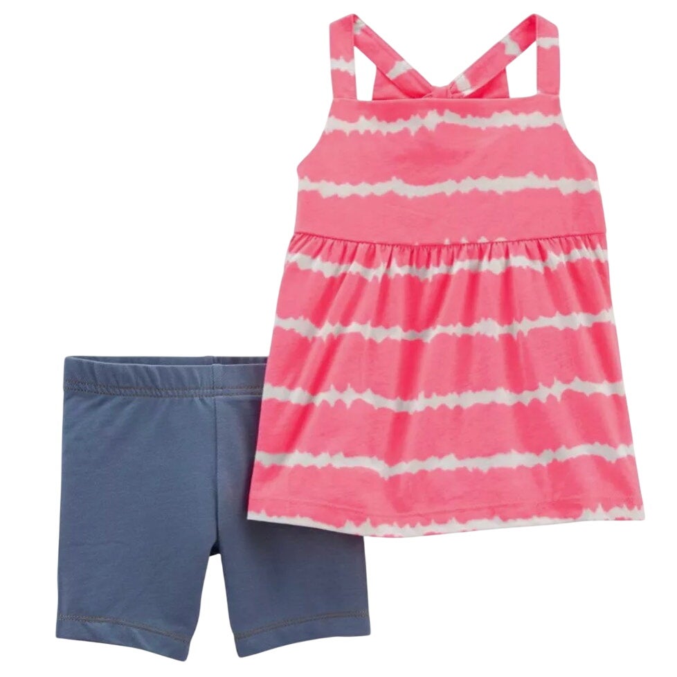 Carter's 2-Piece Tie-Dye Tank & Knit Denim Bike Shorts Size 12 month