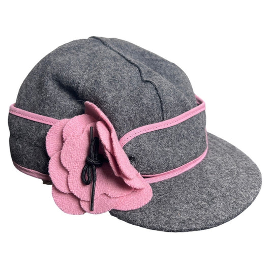Stormy Kromer Hat Cap Size 7 /8 Fitted Gray Pink Petal Wool Blend Women's