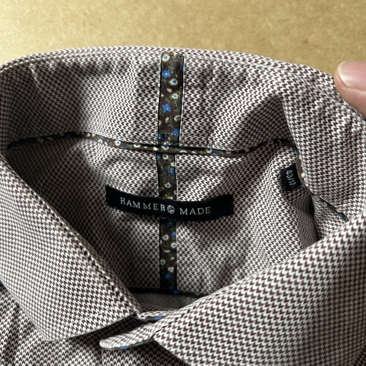 Hammer Made Shirt Mens XL Brown Houndstooth Long Sleeve Button Up Casual