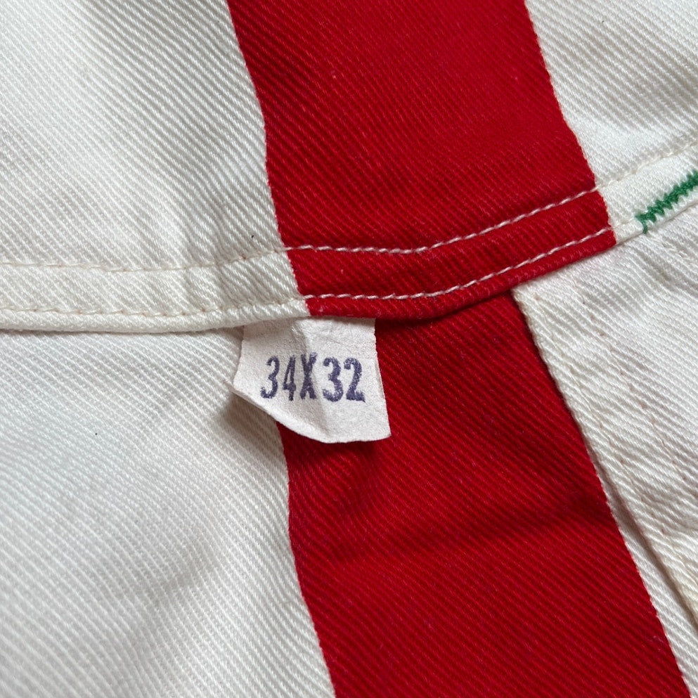 Vintage 1960’s w34 “Big Smith” Red x White Stripe Mod Denim Overalls
