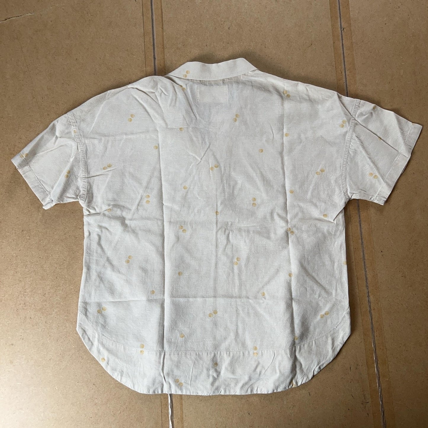 REI Cooperative Polo Unisex S Beige Polka Dot Hemp Cotton Relaxed Casual