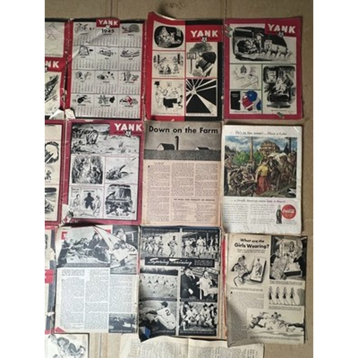 YANK The Army Weekly Magazines Lot WWII Red Black White Original Made In USA