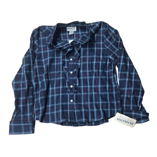 NWT Pendleton Button Up Shirt Womens M Plaid Long Sleeve Cotton with Ruffles