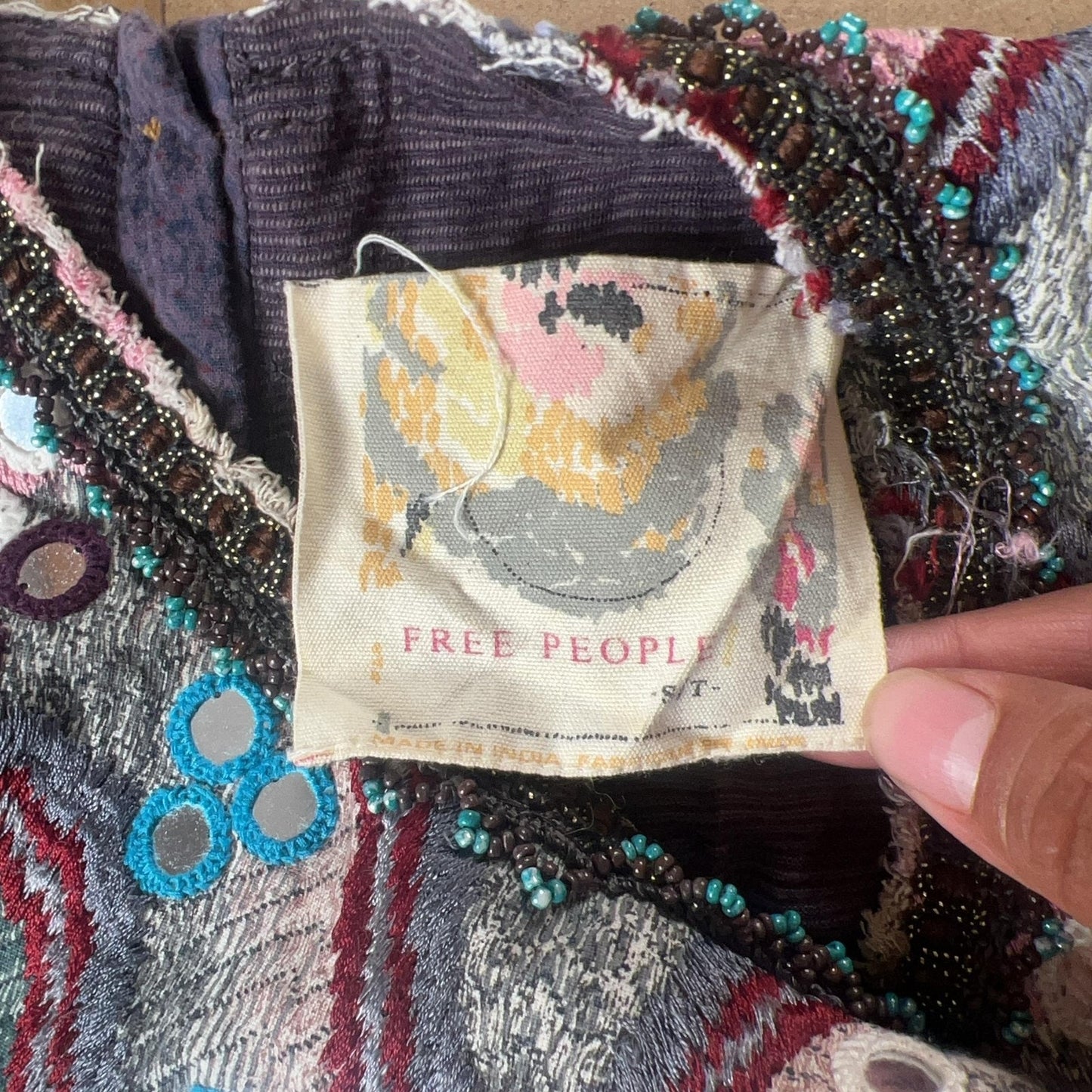 Free People Tank Womens S Purple Embellished Beaded Boho Jersey Summer