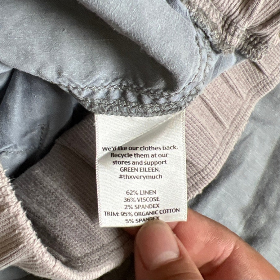 Eileen Fisher Pull On Cargo Pants Sz M Joggers Linen Pockets Seamed Wide Waist