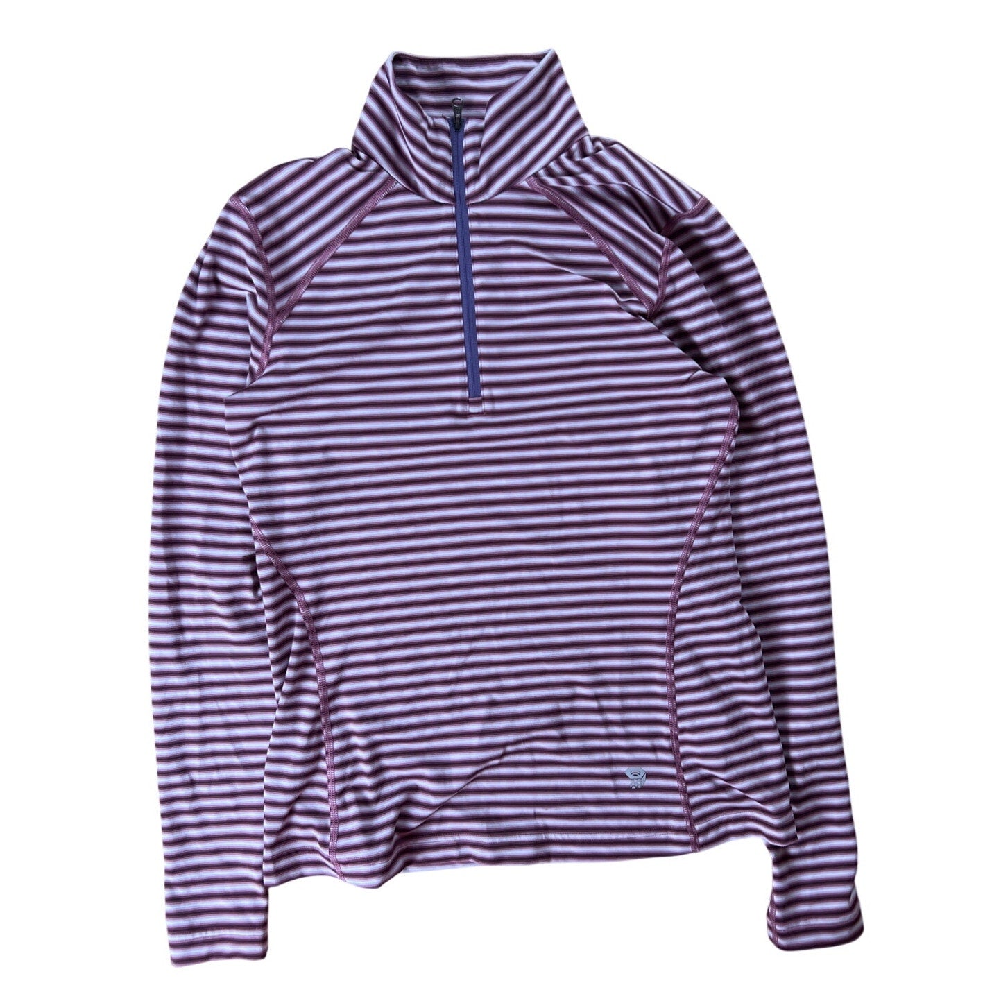 Mountain Hardwear Small Purple Striped Womens 1/4 Zip Performance Pullover