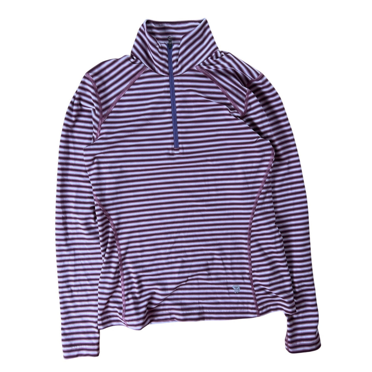 Mountain Hardwear Small Purple Striped Womens 1/4 Zip Performance Pullover