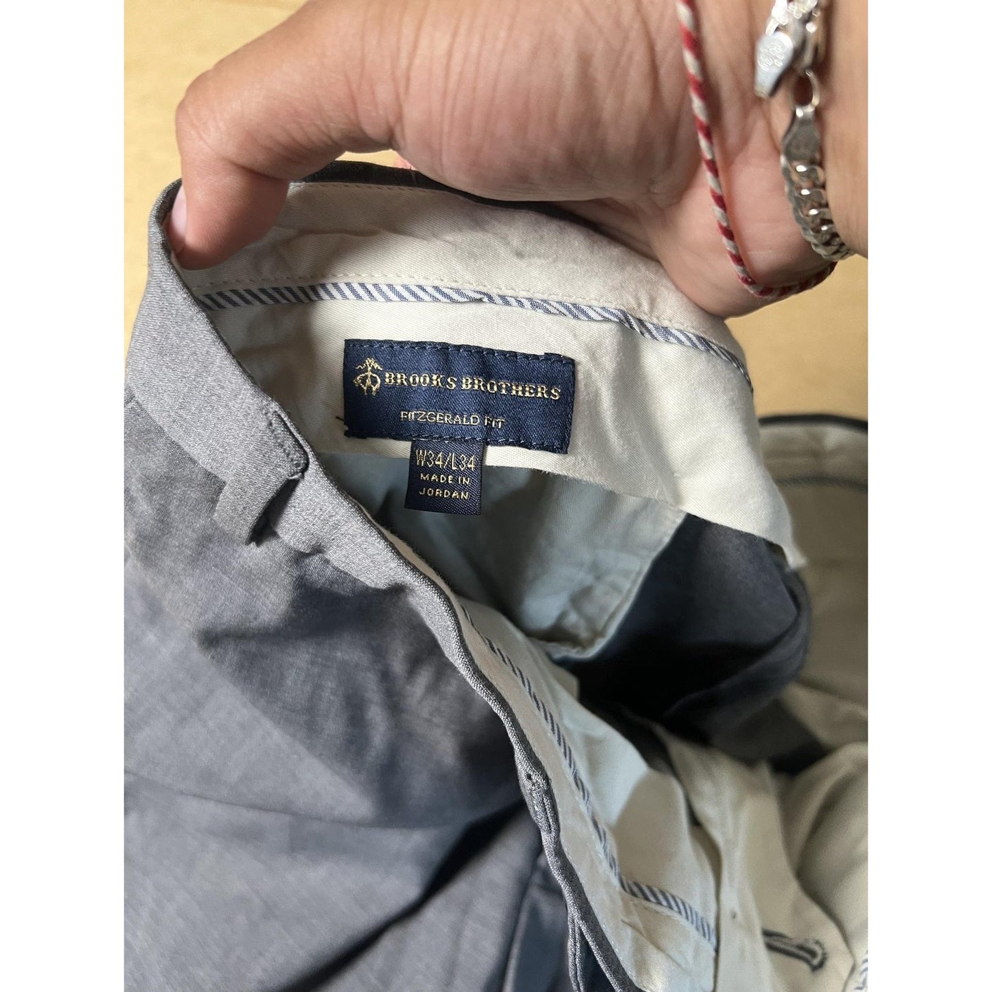 Brooks Brothers Pants Mens 34x34 Gray Dress Wool-Blend Fitzgerald Fit Slim