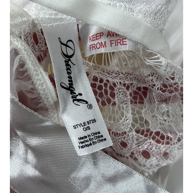 Dreamgirl Lingerie Womens One Size White Lace Bridal Babydoll Garter Halter Tie