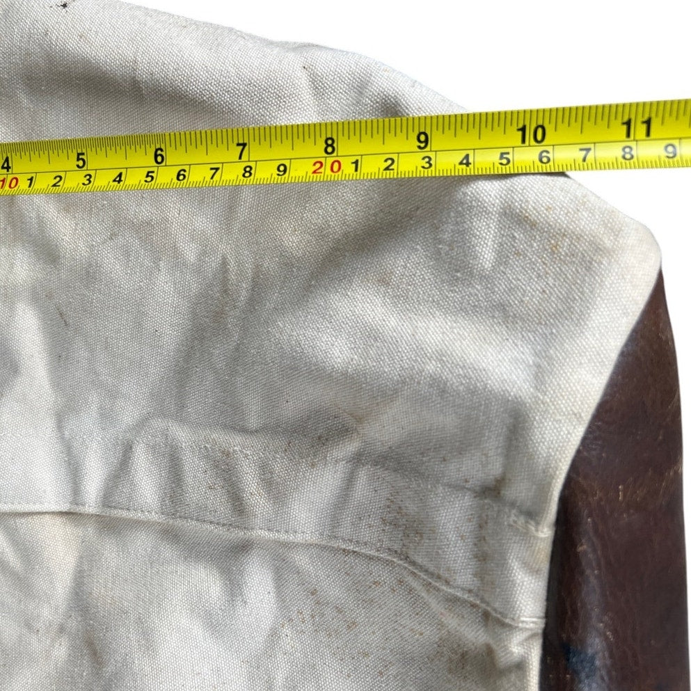 Vintage Unbranded Canva Cotton Leather Bottom Strap Tote Bag