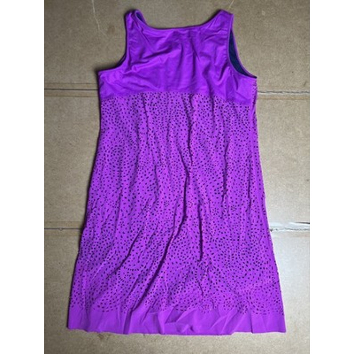 Title Nine Tank Womens L Purple Polka Dot Scoop Neck Lined Stretch Casual