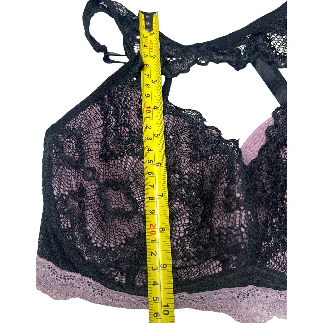 Adore Me Chelsey Lace Underwire Racerback Bra Black Pink 36DD