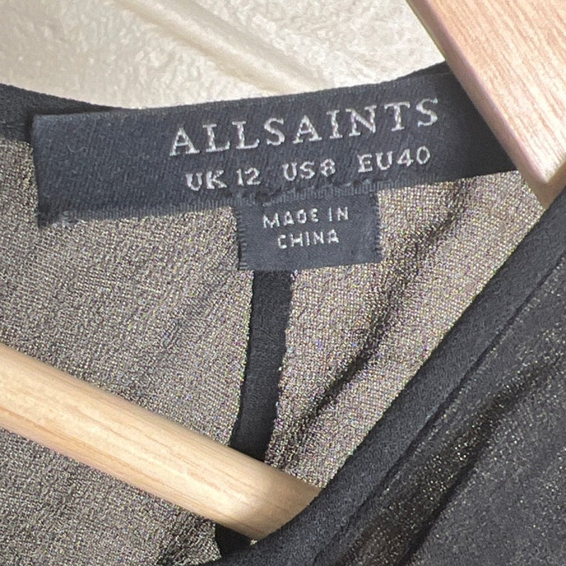 ALL SAINTS Size 8 Black Women Carlotta Black Asymmetric Hem Dress