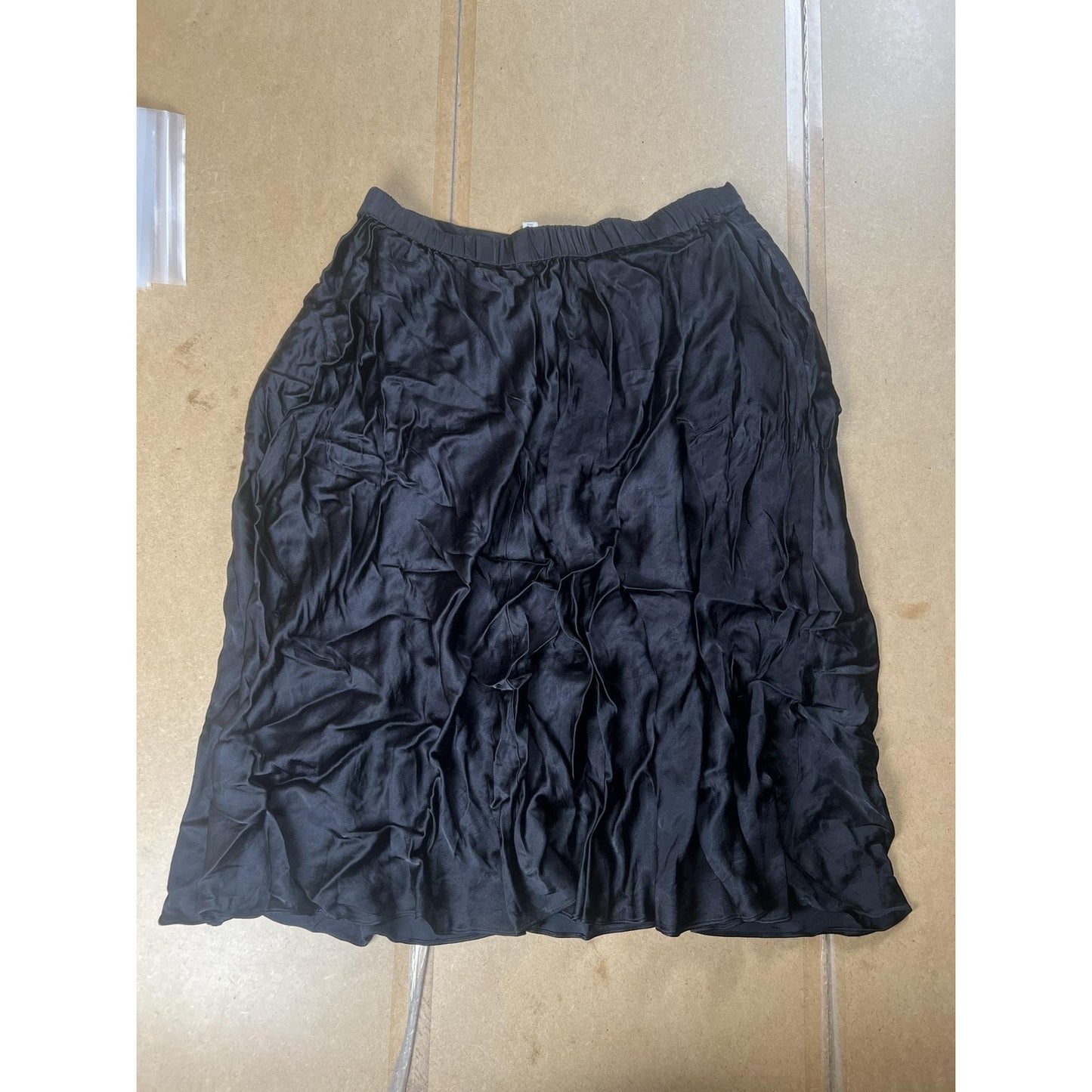 Maeve Skirt Womens XL Black A-Line Satin Viscose Midi Elastic Waist Pull On