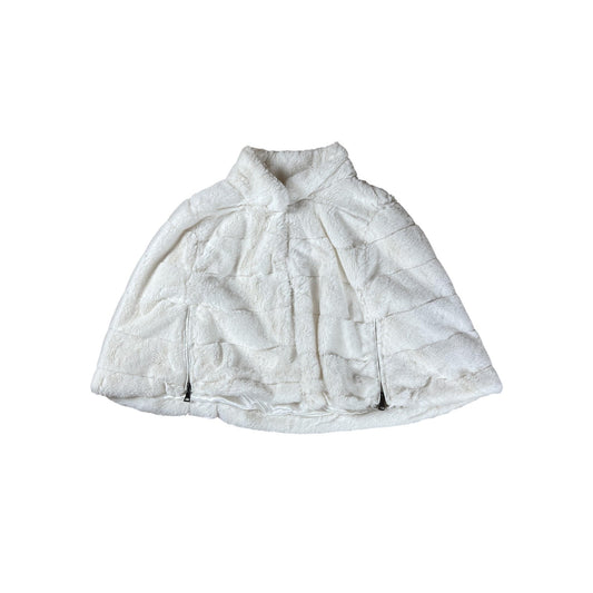 BHLDN Cape Sweater Womens M White Faux Fur Lined Satin Zipper Wedding Bridal
