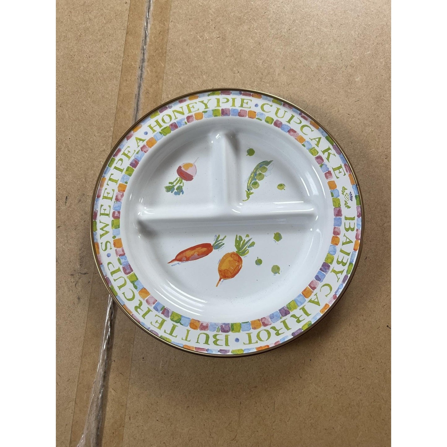 MacKenzie-Childs Baby Carrot Honeypie Cupcake Kids Divided Plate Multicolor