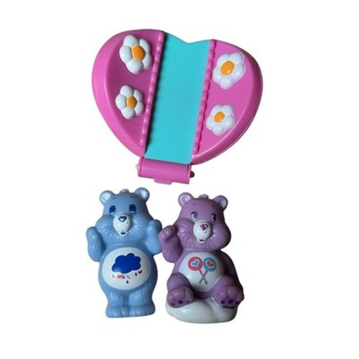 Care Bears Mini Figures & Heart Compact Playset Small Blue Purple Pink