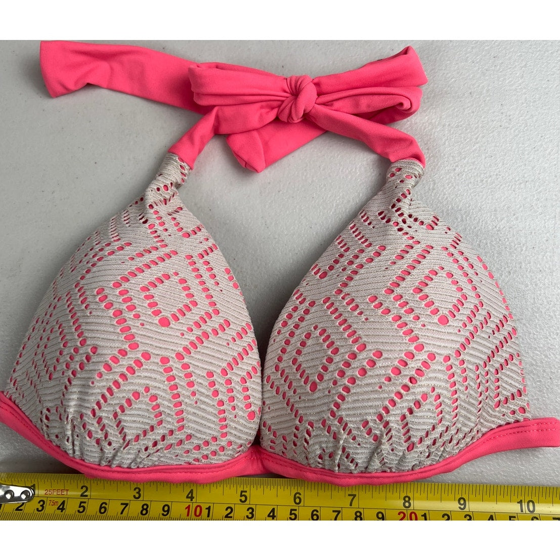 Hula Honey Small Swim Top Pink & White Tribal